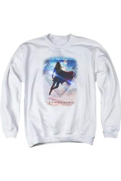 Gildan Supergirl Endless Sky Adult Crewneck Sweatshirt In White