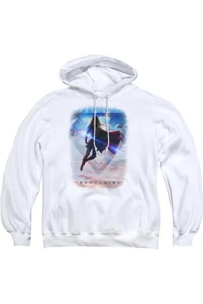 Gildan Supergirl Endless Sky Adult Pull Over Hoodie / Hooded Sweatshirt In White