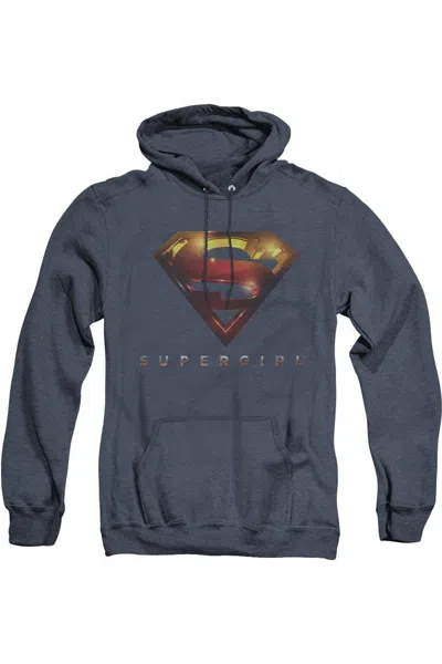 Gildan Supergirl Logo Glare Adult Heather Hoodie / Hooded Sweatshirt In Blue