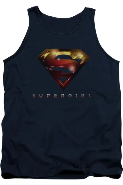 Gildan Supergirl Logo Glare Adult Tank Top In Blue
