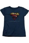 Gildan Supergirl Logo Glare Short Sleeve Womens Tee / T-shirt In Blue