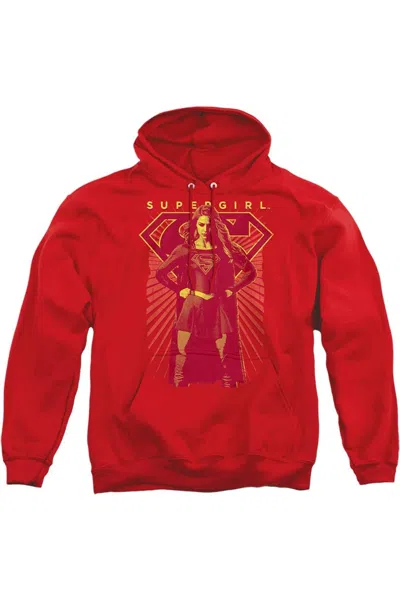 Gildan Supergirl Ready Set Adult Pull Over Hoodie / Hooded Sweatshirt In Red
