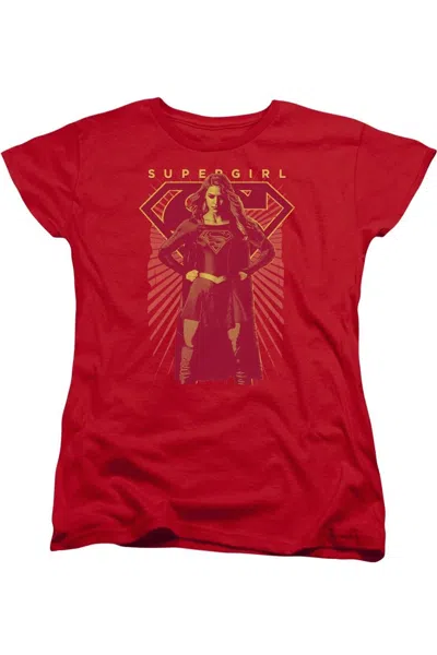 Gildan Supergirl Ready Set Short Sleeve Womens Tee / T-shirt In Red