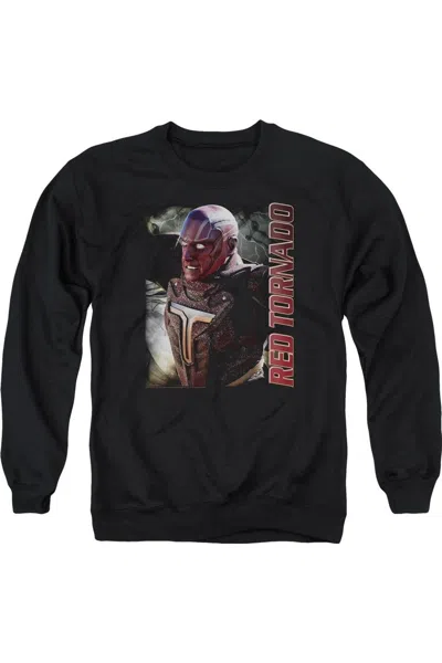 Gildan Supergirl Red Tornado Adult Crewneck Sweatshirt In Black