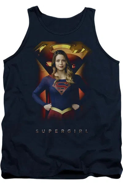 Gildan Supergirl Standing Symbol Adult Tank Top In Blue