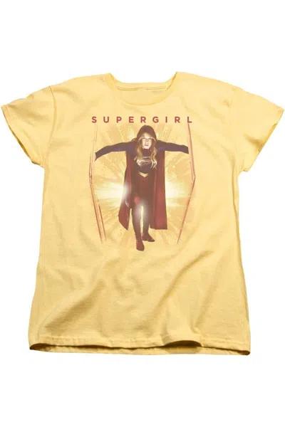 Gildan Supergirl Through The Door Short Sleeve Womens Tee / T-shirt In Yellow