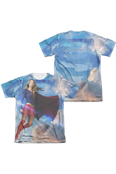 Gildan Supergirl Up In The Sky (front/back Print) Adult Poly/cotton Short Sleeve Tee / T-shirt In Blue