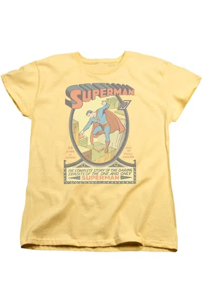 Gildan Superman #1 Short Sleeve Womens Tee / T-shirt In Yellow