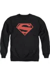 Gildan Superman 52 Red Block Adult Crewneck Sweatshirt In Black