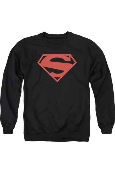 Gildan Superman 52 Red Block Adult Crewneck Sweatshirt In Black