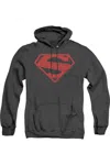Gildan Superman 52 Red Block Adult Heather Hoodie / Hooded Sweatshirt In Black