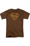 Gildan Superman 60s Type Shield Short Sleeve Adult Tee / T-shirt In Brown