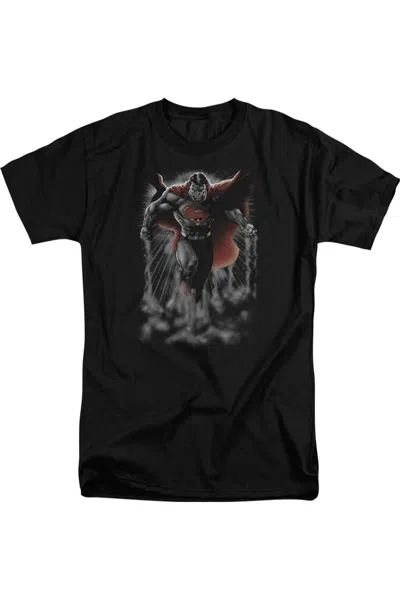 Gildan Superman Above The Clouds Short Sleeve Adult V Neck Tee / T-shirt In Black