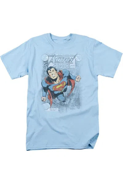 Gildan Superman Action #419 Distress Short Sleeve Adult Tee / T-shirt In Grey