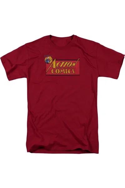 Gildan Superman Action Comics Logo Short Sleeve Adult Tee / T-shirt In Red