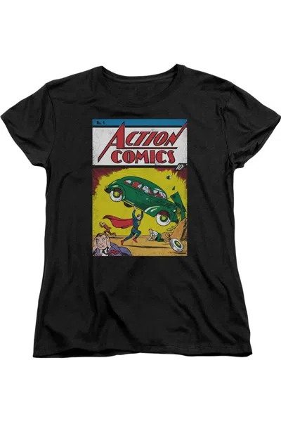 Gildan Superman Action No. 1 Short Sleeve Womens Tee / T-shirt In Blue
