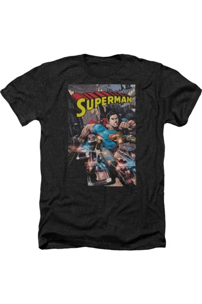 Gildan Superman Action One Adult Heather Tee / T-shirt In Black