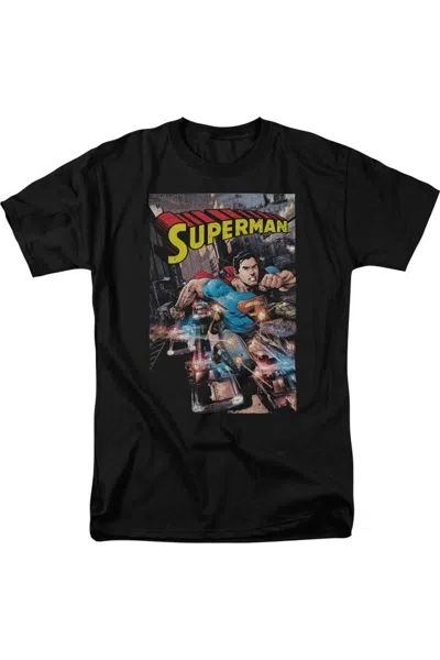 Gildan Superman Action One Short Sleeve Adult Tee / T-shirt In Black