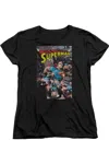 Gildan Superman Action One Short Sleeve Womens Tee / T-shirt In Black