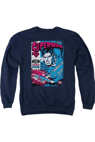 Gildan Superman Action Packed Adult Crewneck Sweatshirt In Blue