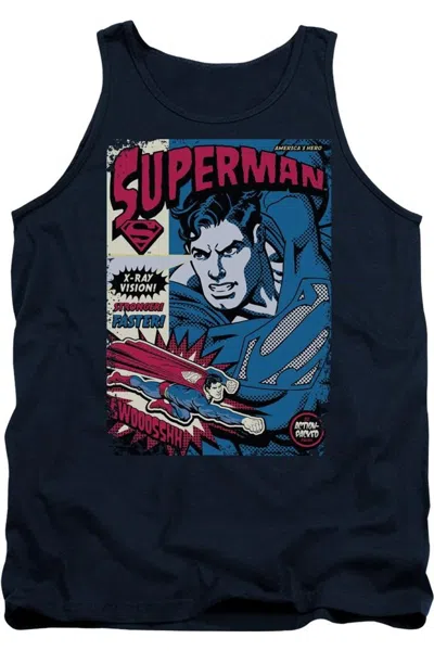 Gildan Superman Action Packed Adult Tank Top In Blue