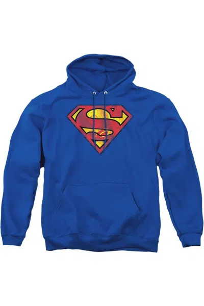 Gildan Superman Action Shield Adult Pull Over Hoodie / Hooded Sweatshirt In Blue
