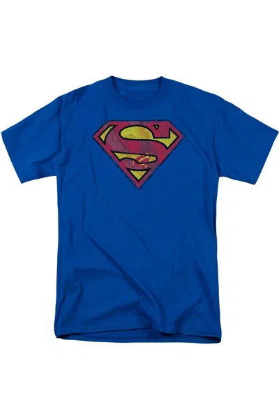 Gildan Superman Action Shield Short Sleeve Adult Tee / T-shirt In Blue