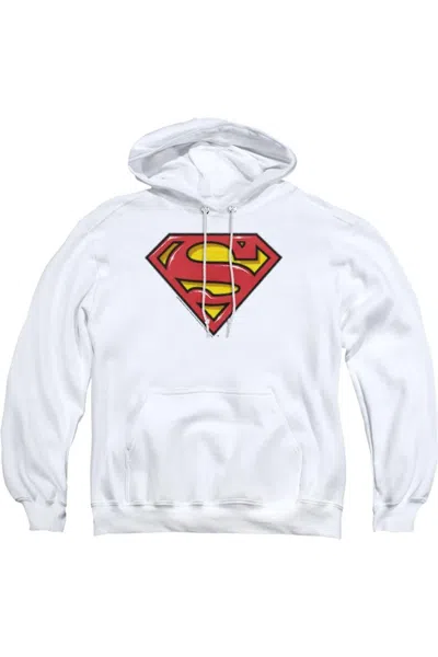 Gildan Superman Airbrush Shield Adult Pull Over Hoodie / Hooded Sweatshirt In White