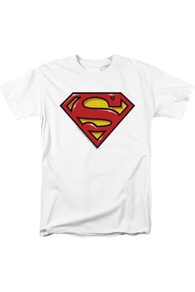Gildan Superman Airbrush Shield Short Sleeve Adult Tee / T-shirt In White