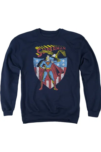 Gildan Superman All American Adult Crewneck Sweatshirt In Blue