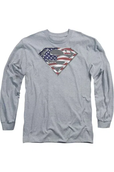 Gildan Superman All Long Sleeve Adult Tee / T-shirt In Blue