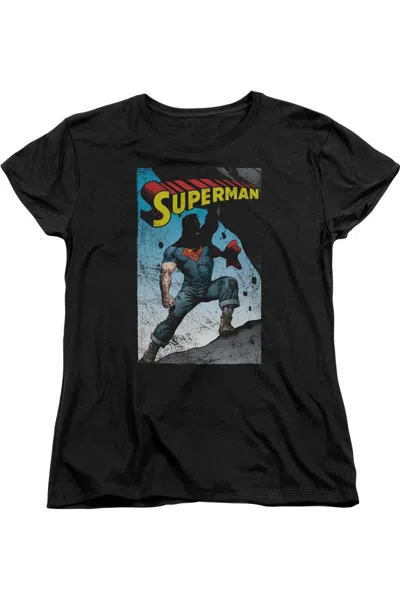 Gildan Superman Alternate Short Sleeve Womens Tee / T-shirt In Black