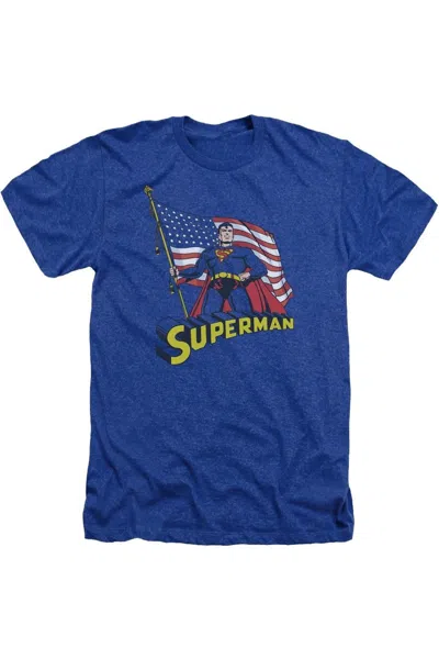 Gildan Superman American Flag Adult Heather Tee / T-shirt In Blue