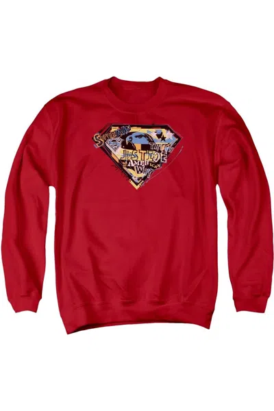 Gildan Superman American Way Adult Crewneck Sweatshirt In Red