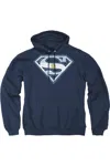 Gildan Superman Argentinian Shield Adult Pull Over Hoodie / Hooded Sweatshirt In Blue