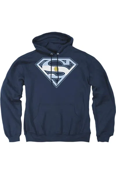 Gildan Superman Argentinian Shield Adult Pull Over Hoodie / Hooded Sweatshirt In Blue