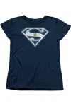 Gildan Superman Argentinian Shield Short Sleeve Womens Tee / T-shirt In Blue