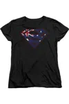 Gildan Superman Australian Shield Short Sleeve Womens Tee / T-shirt In Black