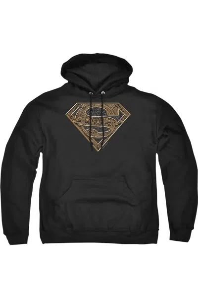 Gildan Superman Aztec Shield Adult Pull Over Hoodie / Hooded Sweatshirt In Black