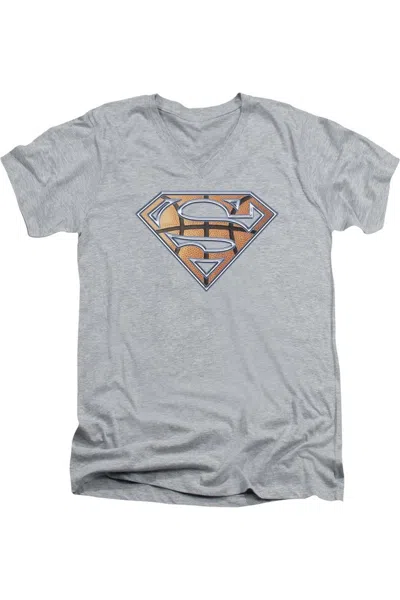 Gildan Superman Basketball Shield Short Sleeve Adult V Neck Tee / T-shirt In Multi