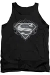 Gildan Superman Biker Metal Adult Tank Top In Black