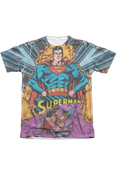 Gildan Superman Blast Off Adult Poly/cotton Short Sleeve Tee / T-shirt In White