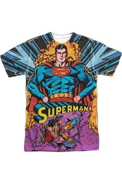 Gildan Superman Blast Off Short Sleeve Adult Poly Crew Tee / T-shirt In Multi