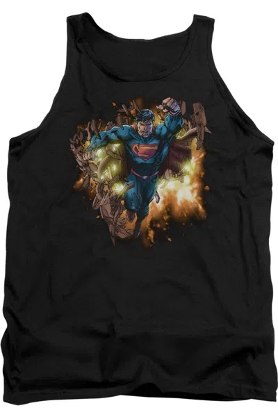 Gildan Superman Blasting Through Adult Tank Top In Black