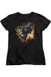 Gildan Superman Blasting Through Short Sleeve Womens Tee / T-shirt In Black