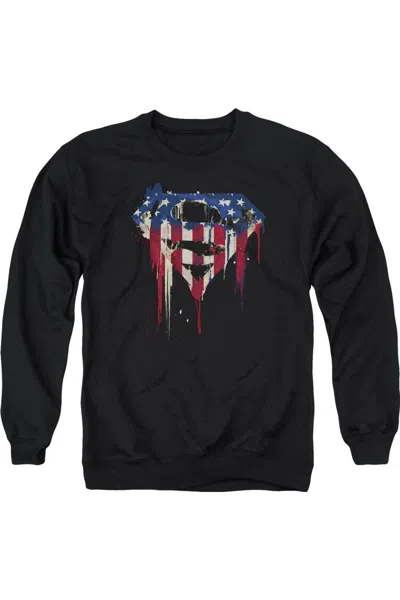 Gildan Superman Bleeding Shield Adult Crewneck Sweatshirt In Black