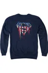Gildan Superman Bleeding Shield Adult Crewneck Sweatshirt In Blue