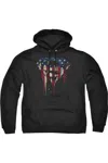 Gildan Superman Bleeding Shield Adult Pull Over Hoodie / Hooded Sweatshirt In Black