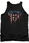 Gildan Superman Bleeding Shield Adult Tank Top In Black