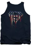 Gildan Superman Bleeding Shield Adult Tank Top In Blue